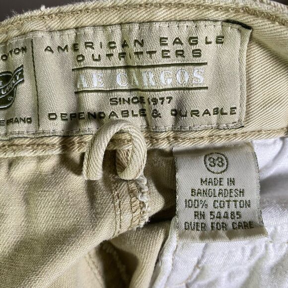 American Eagle Cargo Shorts Mens 33 Utility Classic Tan Streetwear Baggy Y2K - Picture 14 of 14